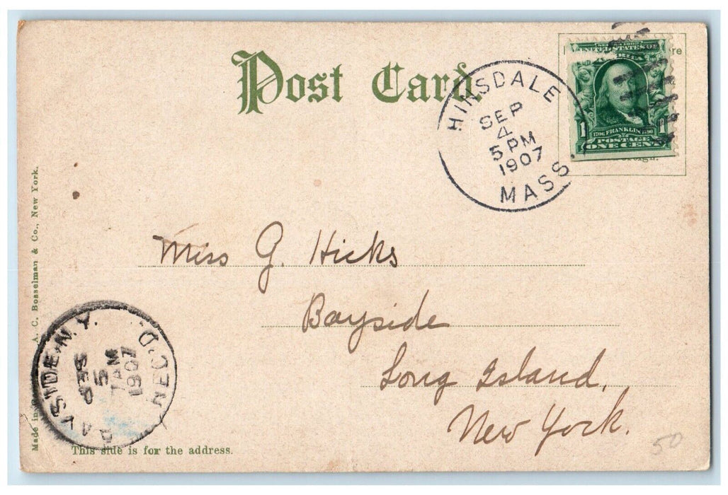 1907 Park Square Trolley Streetcar Building Pittsfield Massachusetts MA Postcard