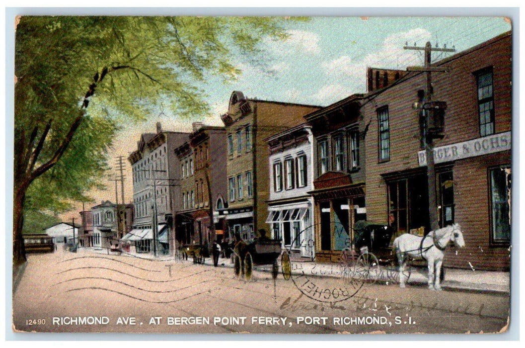 1907 Richmond Avenue at Bergen Point Ferry Port Richmond NY Postcard