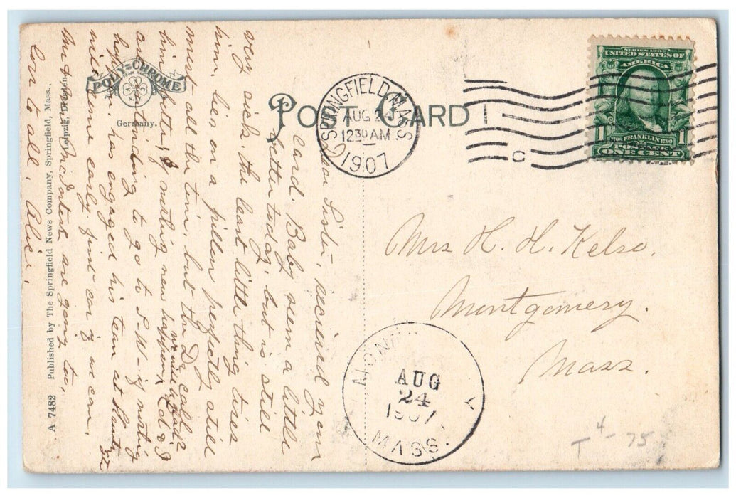 1907 Spring Forest Park Girl Rock Stairs Springfield Massachusetts MA Postcard