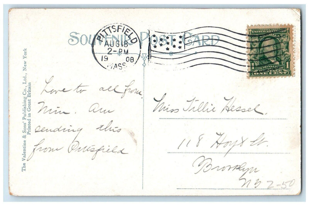 1908 Museum Natural History Building Exterior Pittsfield Massachusetts Postcard