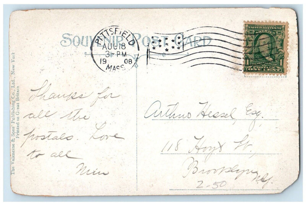 1908 High School Building Field Exterior Play Pittsfield Massachusetts Postcard
