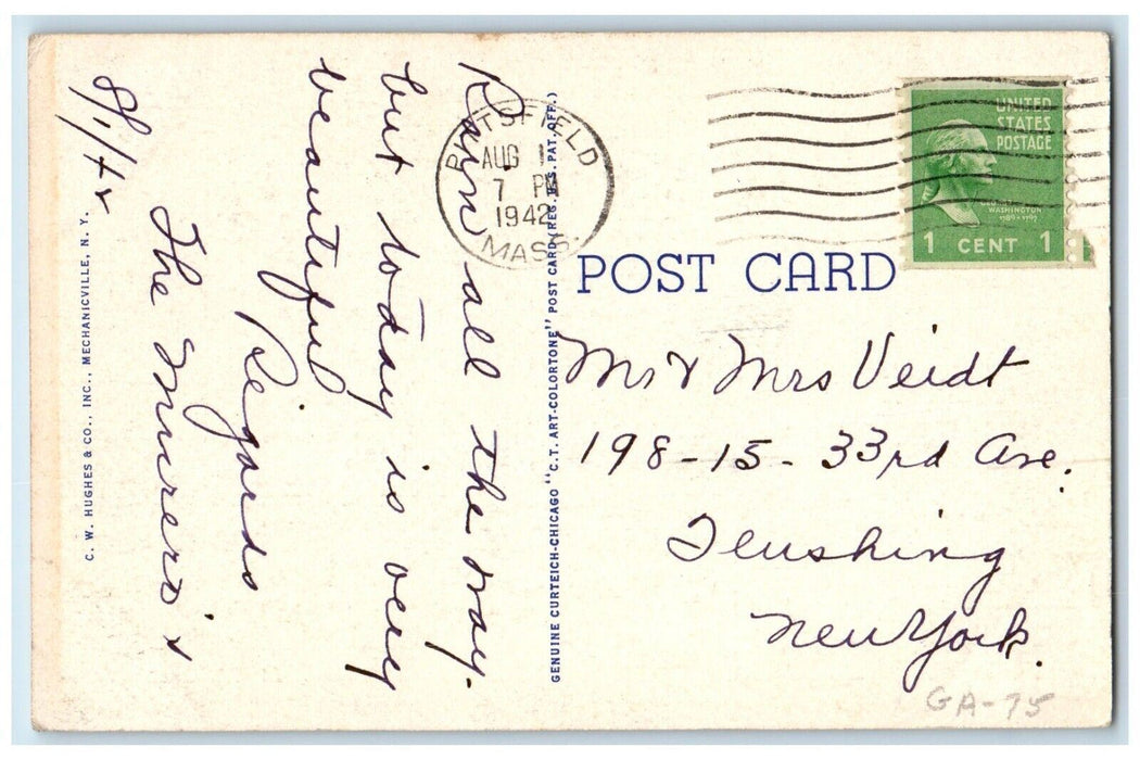 1942 Mountain Top Greylock Summit Massachusetts State Memorial Beacon Postcard