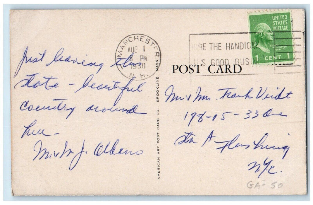 1930 World War Memorial Common Monument Park Leominster Massachusetts Postcard