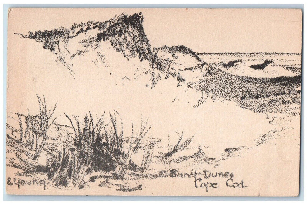 1940 Sand Dunes Cope Cod Drawing Sketch Hyannis Port Massachusetts MA Postcard