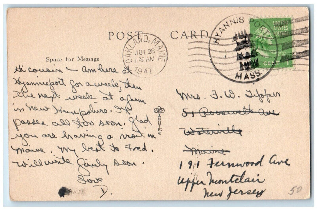 1940 Sand Dunes Cope Cod Drawing Sketch Hyannis Port Massachusetts MA Postcard