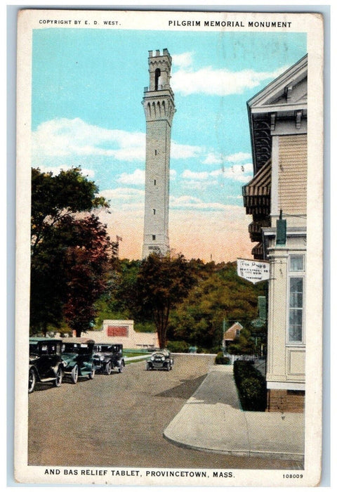 1929 Pilgrim Memorial Monument Bas Tablet Provincetown Massachusetts MA Postcard