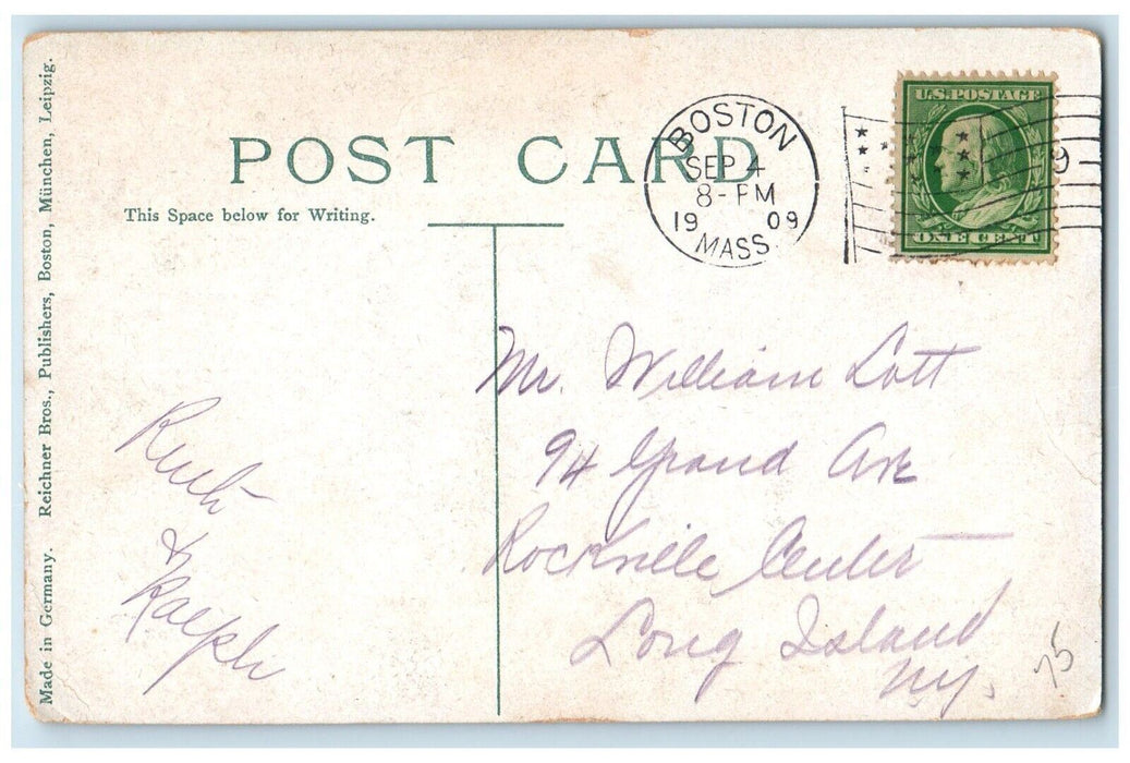 1909 Hub Kings Chapel Christ Church State Hill Multiview  Massachusetts Postcard