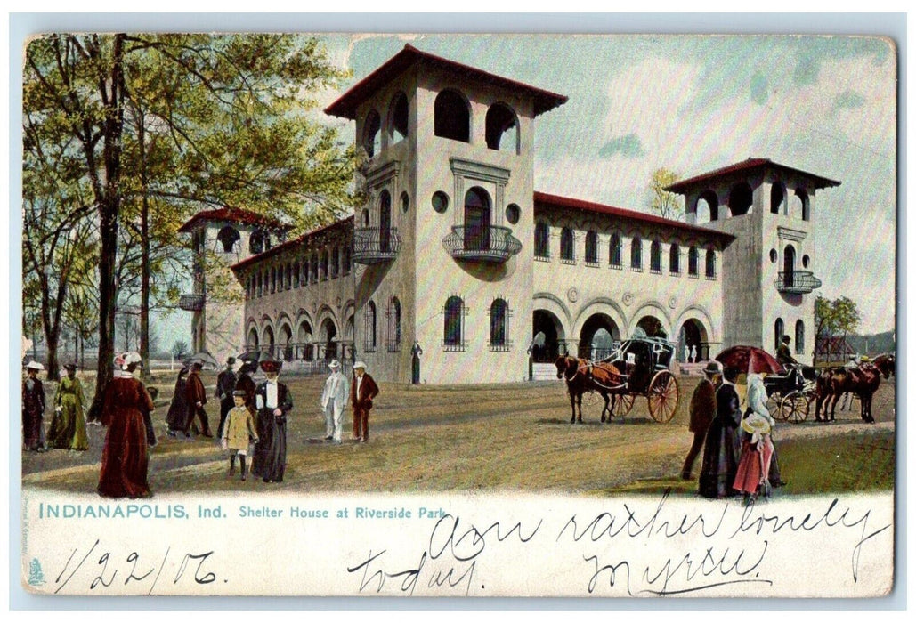1906 Shelter House At Riverside Park Carriage Indianapolis IN Tuck's Postcard