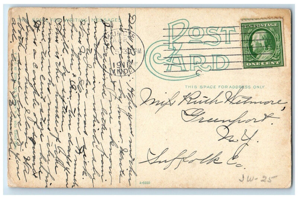 1911 Residence Of G.T White Exterior Scene Muncie Indiana IN Antique Postcard