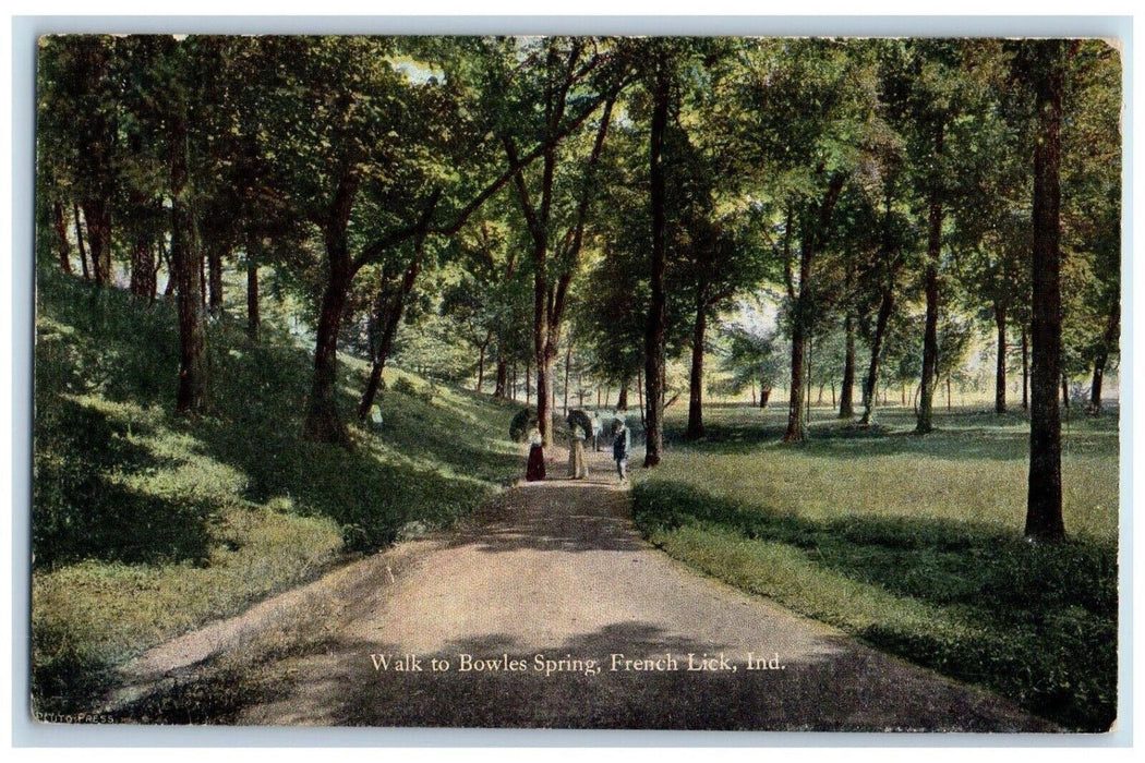 c1910's Walk To Bowless Spring Dirt Road French Lick Indiana IN Antique Postcard