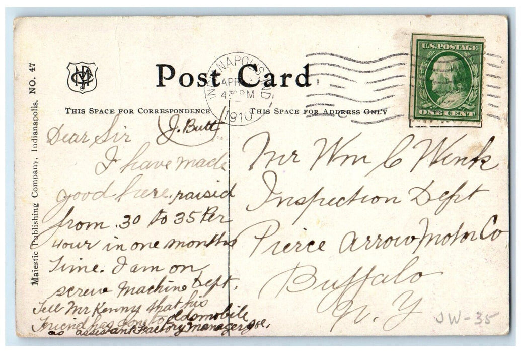 1910 Brookside Park Trees Dirt Road Scene Indianapolis Indiana IN Postcard