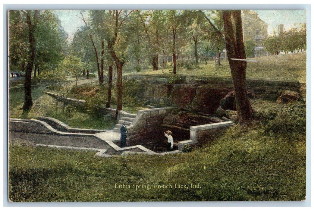 c1910's View Of Lithia Spring French Lick Indiana IN Antique Unposted Postcard