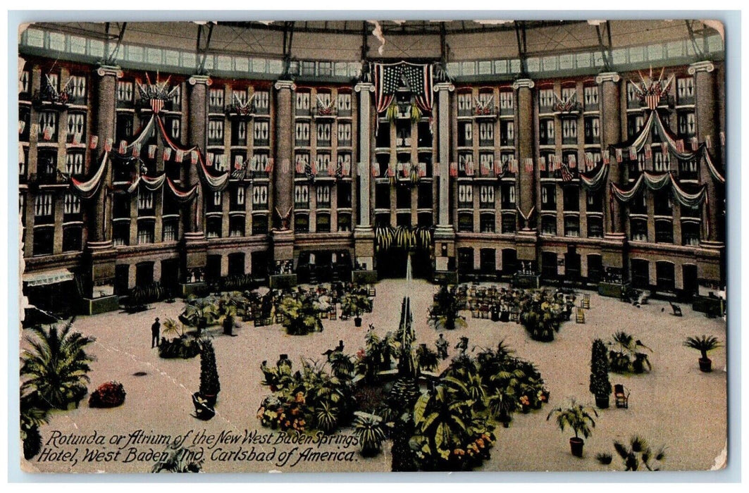 1911 Rotunda Atrium New West Baden Springs Hotel Indiana IN Antique Postcard