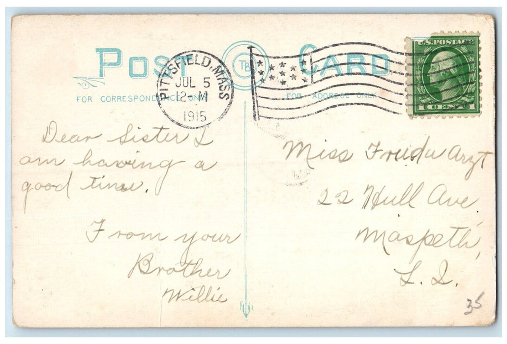 1915 YMCA Building Exterior Street Bicycle Pittsfield Massachusetts MA Postcard