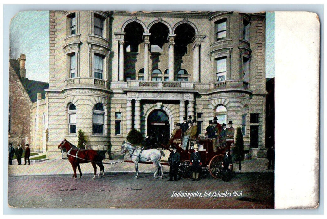 c1905 Columbia Club Exterior Horse Carriage Indianapolis Indiana IN Postcard