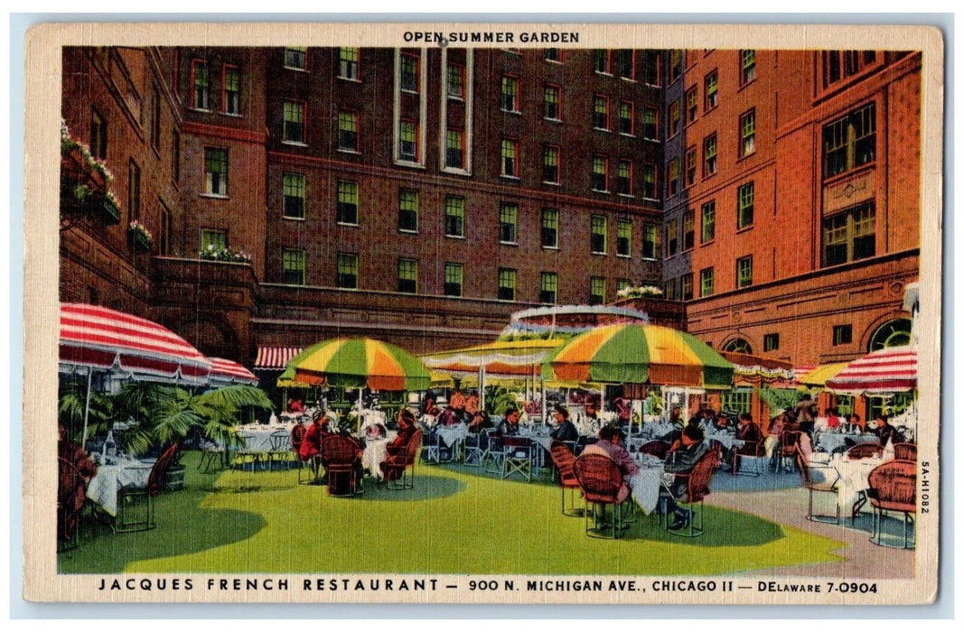 1958 Jacques French Restaurant Open Summer Garden Chicago Illinois IL Postcard