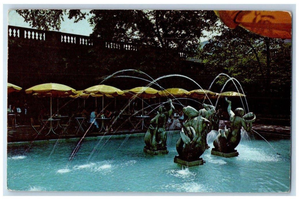 View Of The Art Institute Of Chicago Water Foutain Illinois IL Vintage Postcard