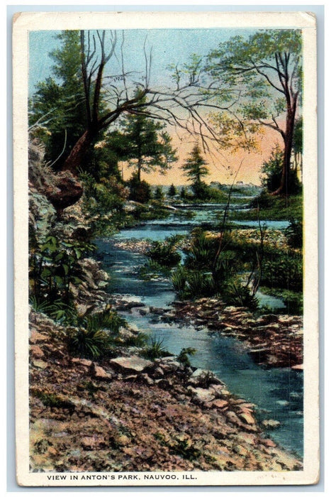 View In Anton's Park Water River Nature Nauvoo Illinois IL Vintage Postcard