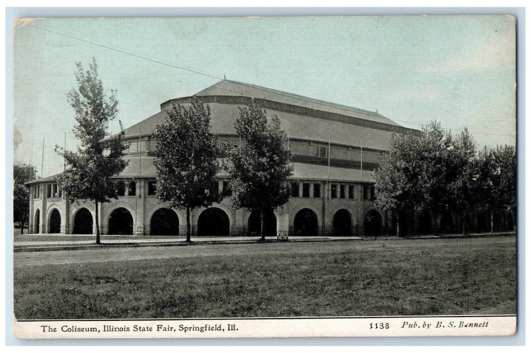 c1910's View Of The Coliseum Illinois State Fair Springfield IL Antique Postcard