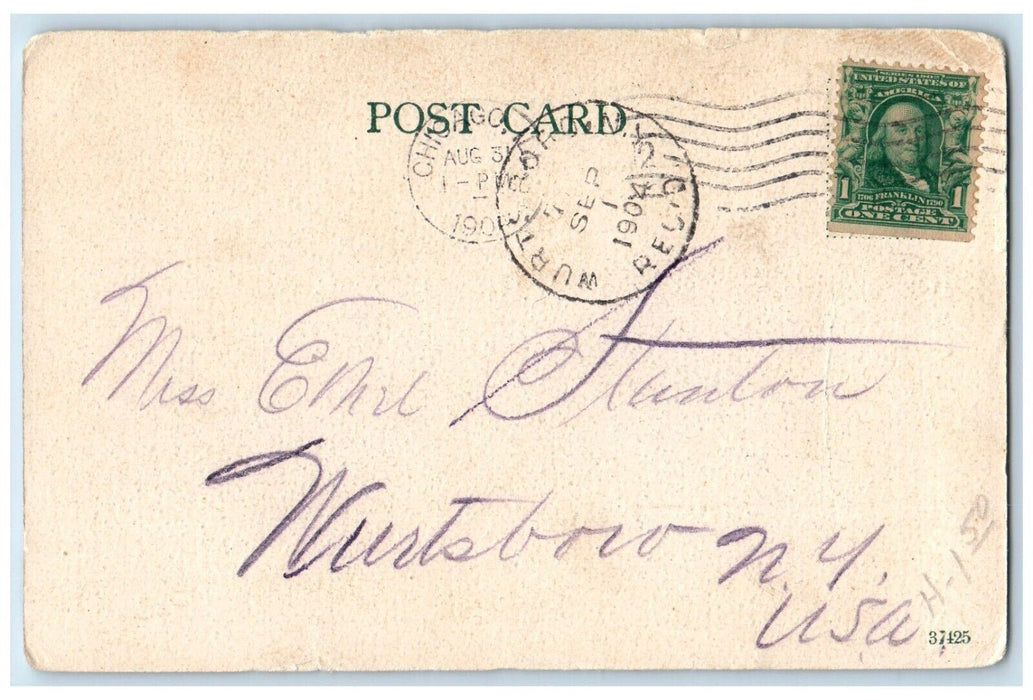 1904 New Post-office Building Horse Carriage Chicago Illinois IL Postcard