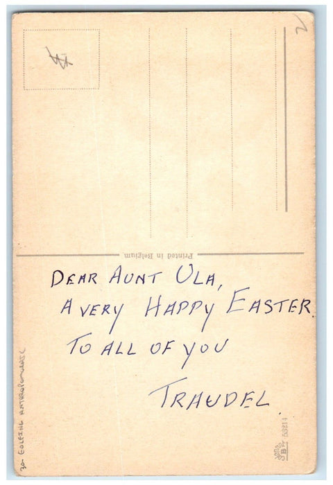 c1910's Easter Anthropomorphic Chicks Golfing Egg Posted Antique Postcard