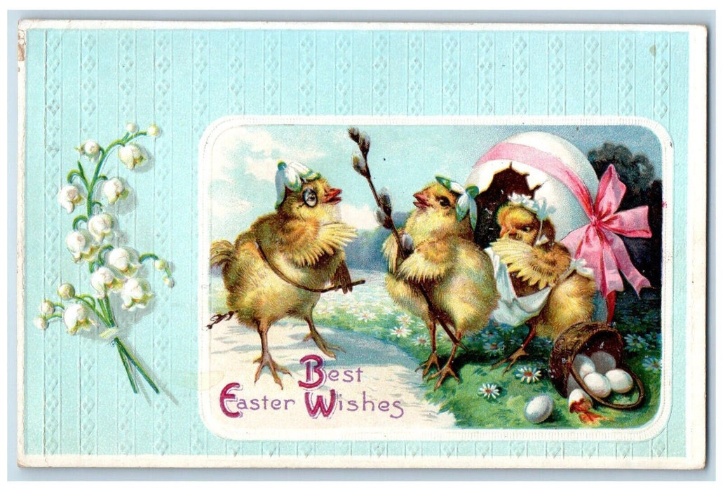 1911 Easter Anthropomorphic Chics Singing Hatched Egg Clapsaddle Posted Postcard