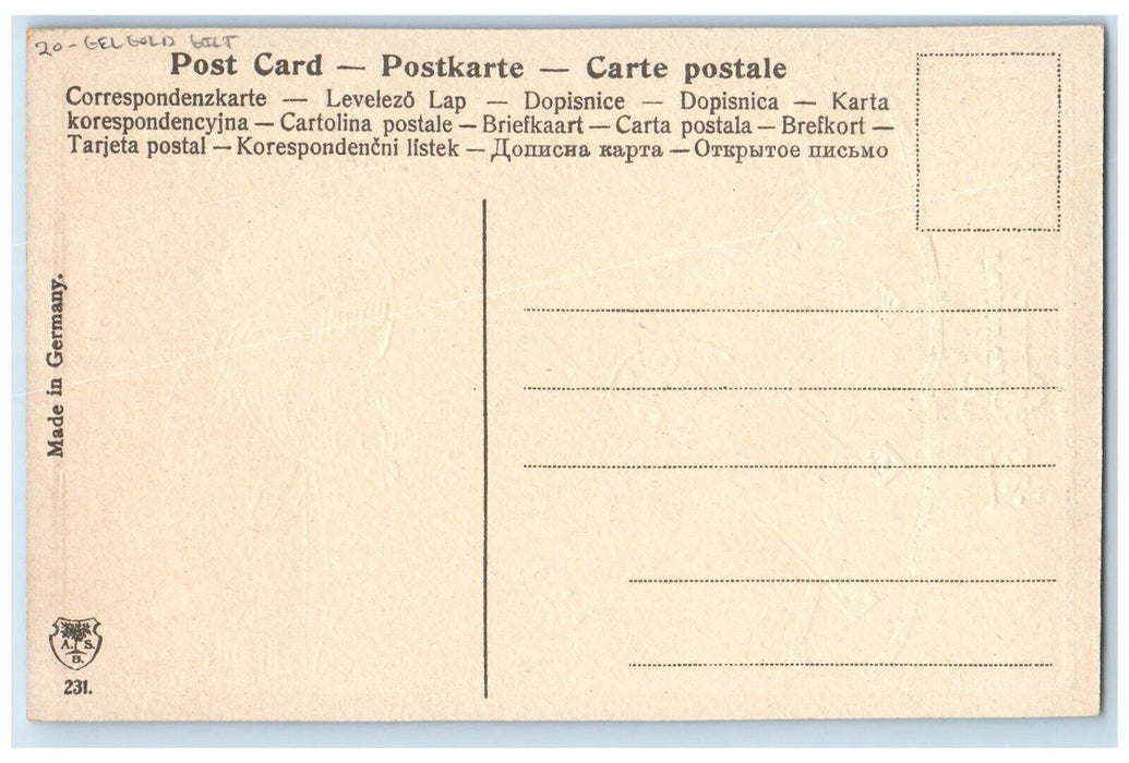 c1910's Easter Greeting Hatched Egg Chick Gel Gold Gilt Embossed Postcard