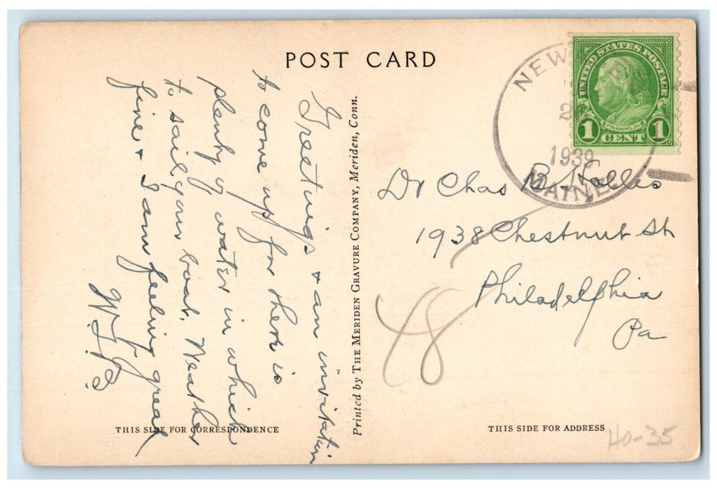 1939 Vista Lichen Path Newagen Inn Beach Newagen Maine Vintage Antique Postcard