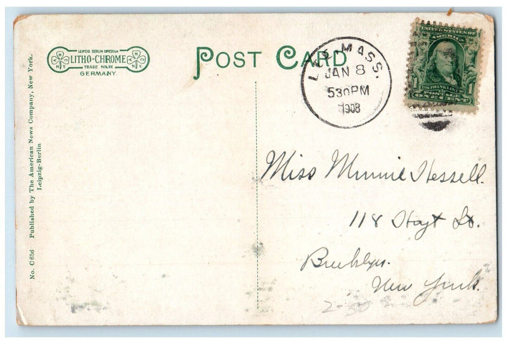 1908 Laurel Lake House Exterior Terrace Balcony Lee Massachusetts Mass Postcard