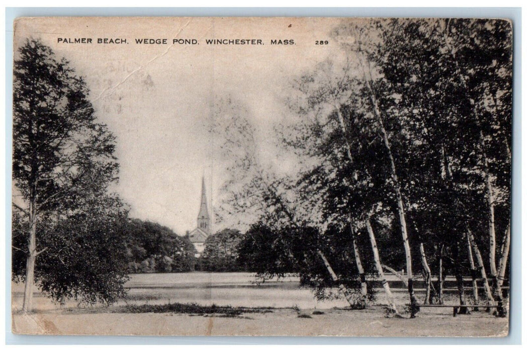1946 Palmer Beach Wedge Pond Winchester Massachusetts Vintage Antique Postcard