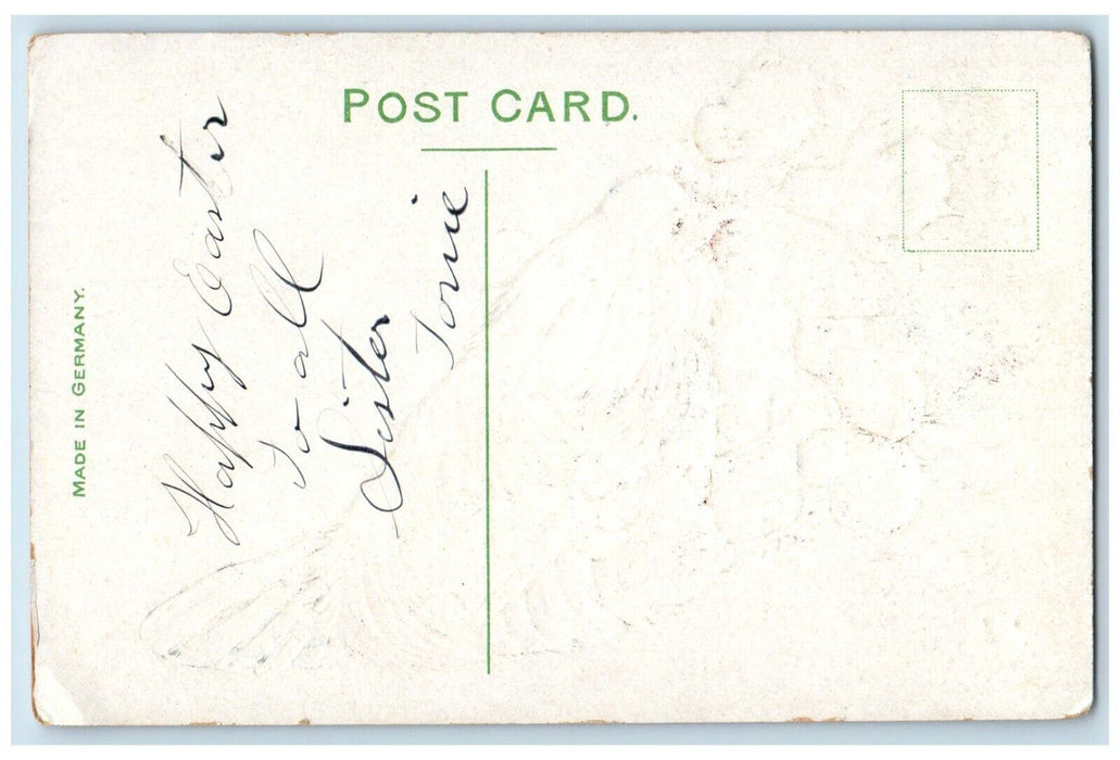 c1910's Easter Greetings Rooster Chicks Embossed Posted Antique Postcard
