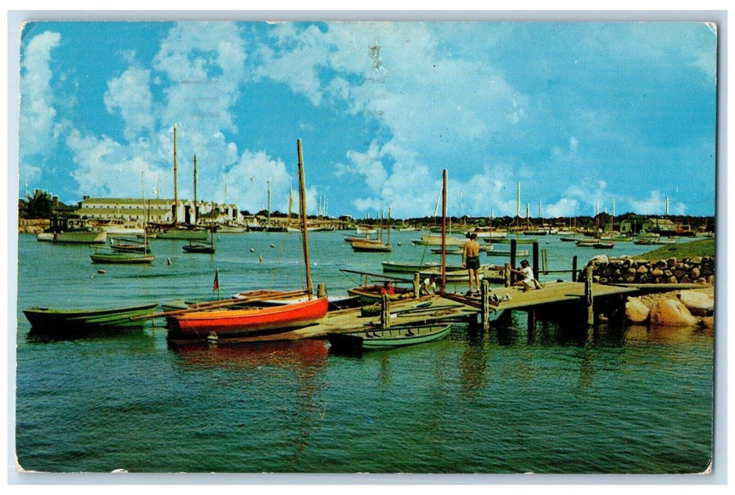 1960 Falmouth Yacht Club Pier Bridge Shipyard Falmouth Massachusetts MA Postcard