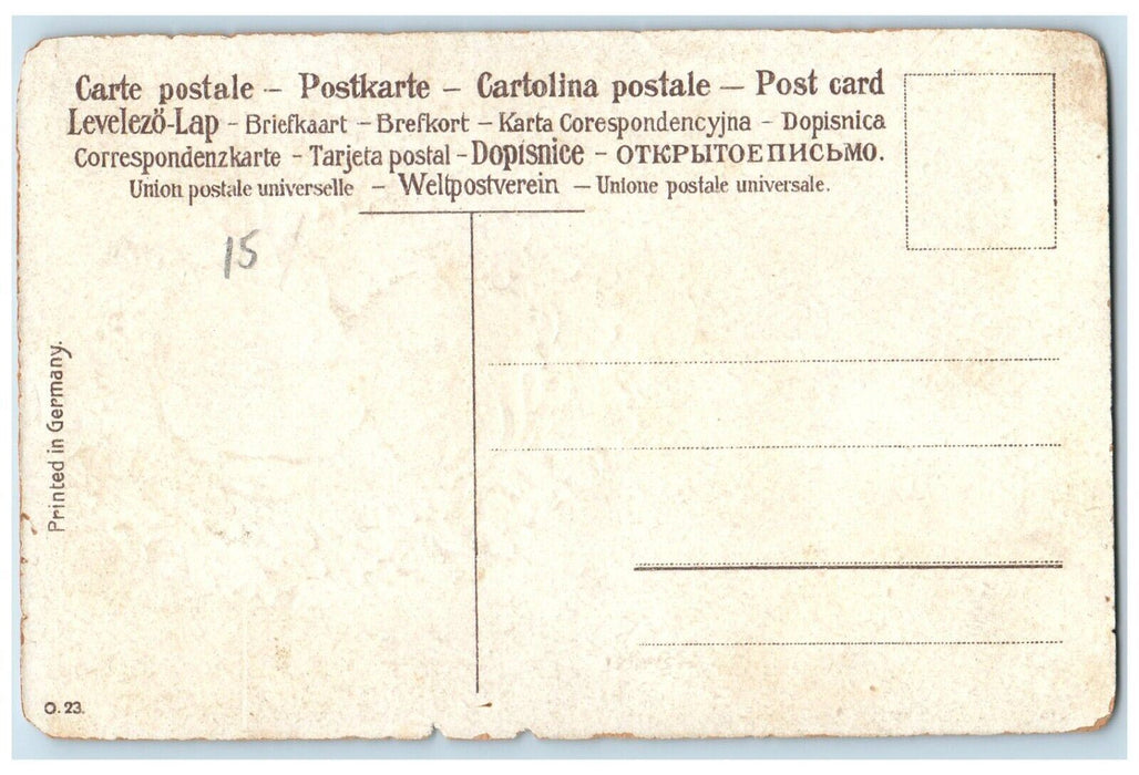 c1910's Easter Greetings Angel Pansies Flowers Embossed Antique Postcard