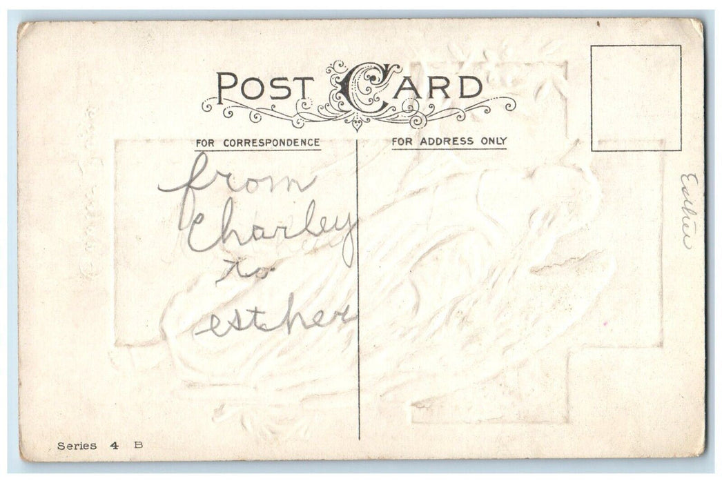 c1910's Easter Joys Floating Angel Lily Flowers Embossed Posted Antique Postcard