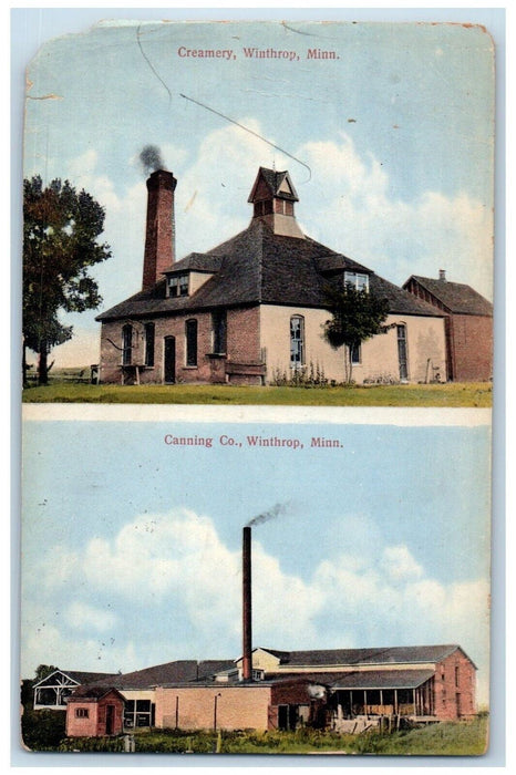 1919 Creamery Winthrop Cannin Co Winthrop Minnesota Multiview Vintage Postcard