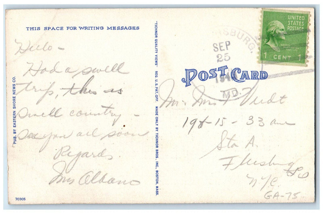 c1940's Entrance to Post Office Salisbury Maryland MD Vintage Posted Postcard