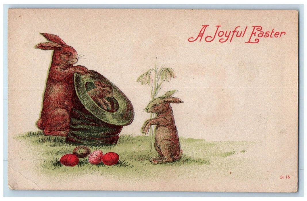 c1910's Easter Anthropomorphic Bunny Rabbit In Sack Posted Antique Postcard