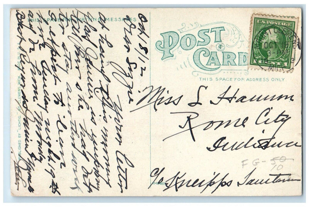 1913 Clinton River Bridge River Mt Clemens Michigan MI Vintage Antique Postcard