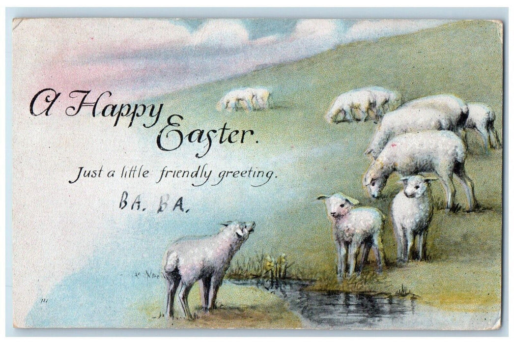 1921 Easter Greeting Lamb River Richmondville New York NY Embossed Postcard