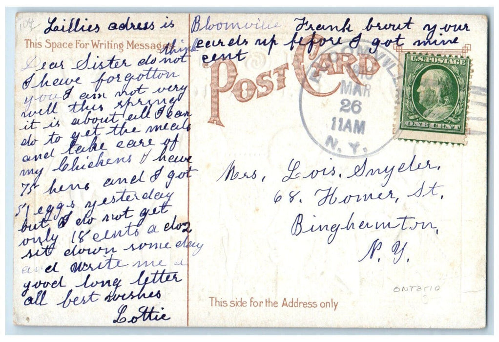 1910 Easter Boys Priest White Lily Flowers Angel Head Bloomville NY Postcard