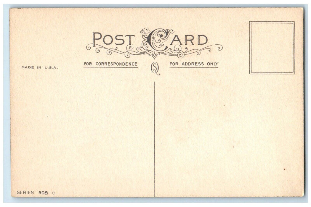 c1910's Easter Happiness Bunny Rabbits Flowers Pots Unposted Antique Postcard