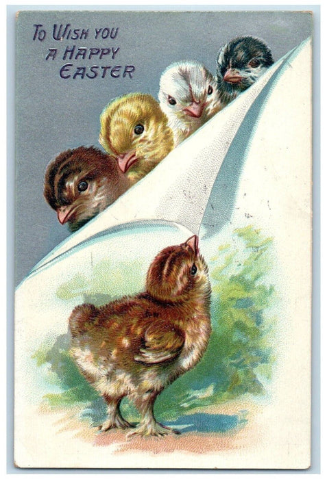 1908 Happy Easter Chicks Tuck's Embossed Murray Hill New Jersey NJ Postcard