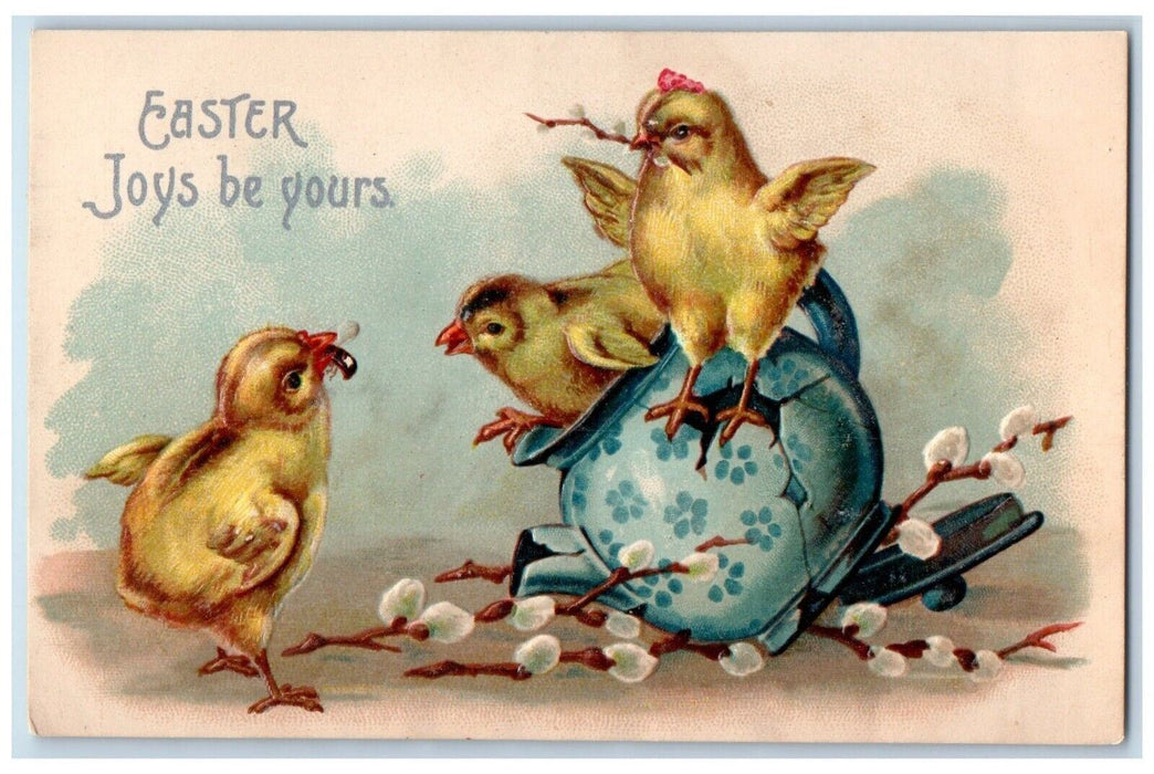 c1910's Easter Hatched Egg Chicks Clapsaddle Embossed Unposted Antique Postcard
