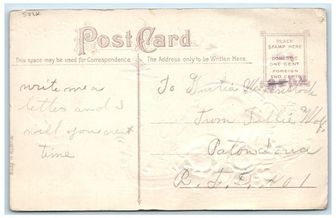 c1910's Easter Greetings Dove Pulling Boat Chick Eggs Flowers Embossed Postcard
