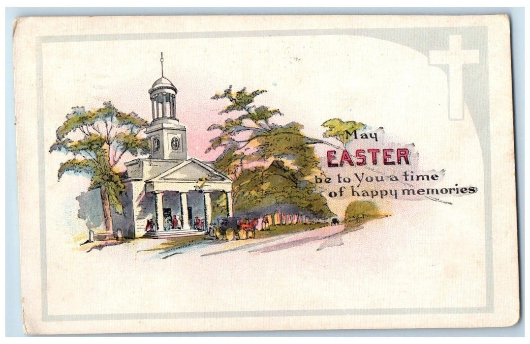 1923 Easter Cars Church Clock Tower Springfield Massachusetts MA Postcard