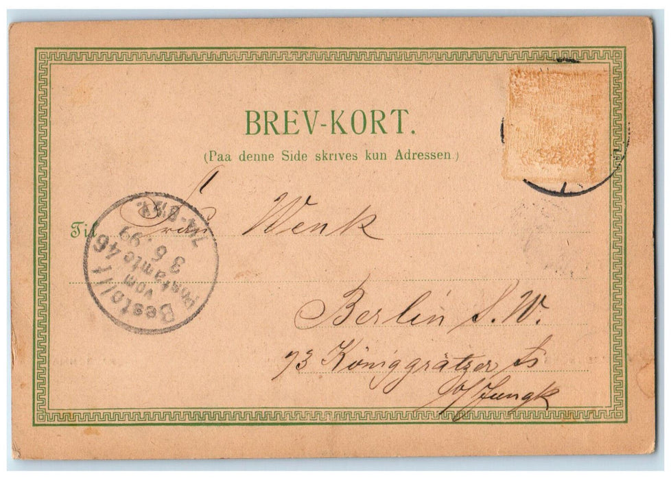 1899 Half Moon Monument Kjobenhavn Amalienborg Denmark Antique Postcard
