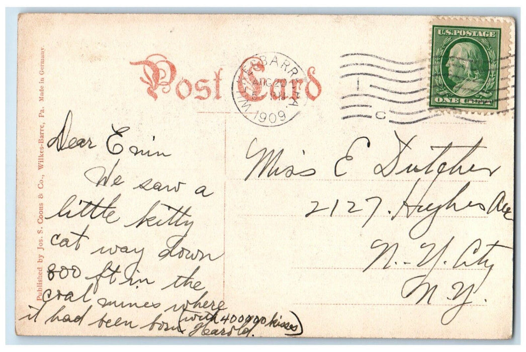 1909 New Court House Exterior Street Scene Wilkes Barre Pennsylvania PA Postcard