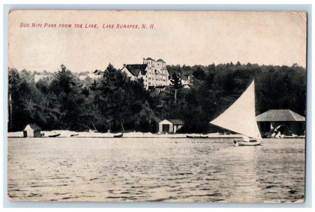 1908 Soo Nipi Park From Lake Lake Sunapee New Hampshire Antique Vintage Postcard