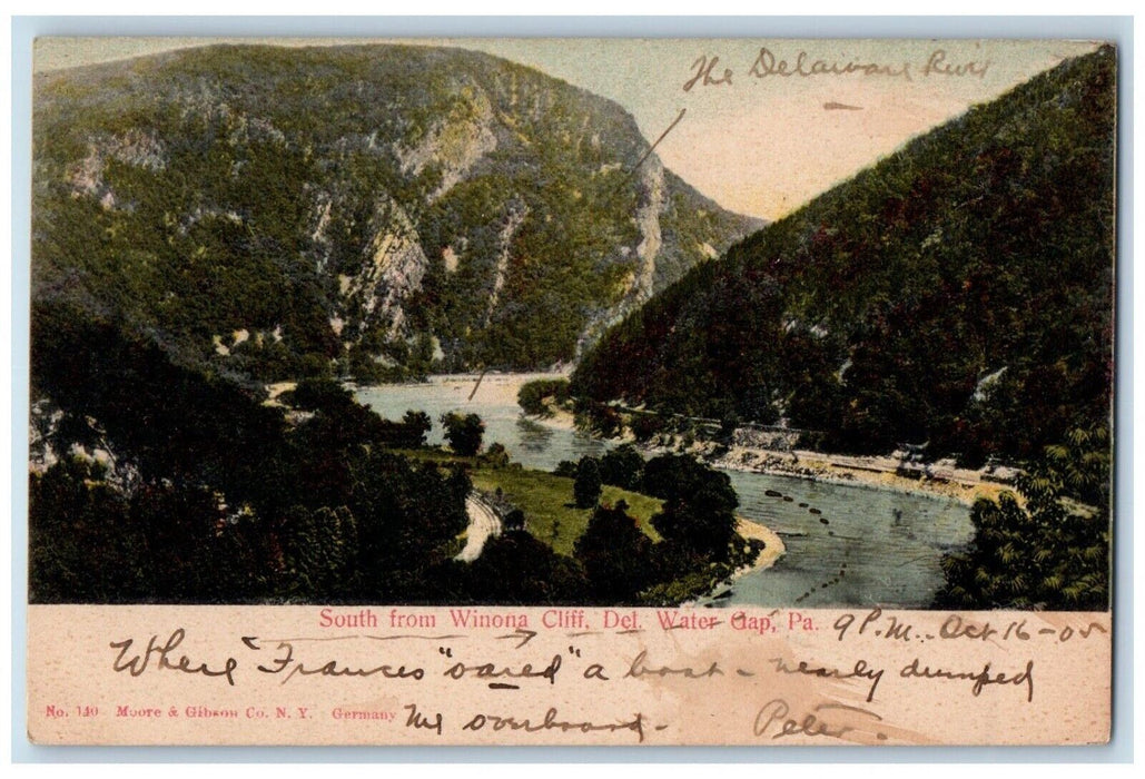 1905 South From Winona Cliff Delaware Water Gap Pennsylvania PA Vintage Postcard