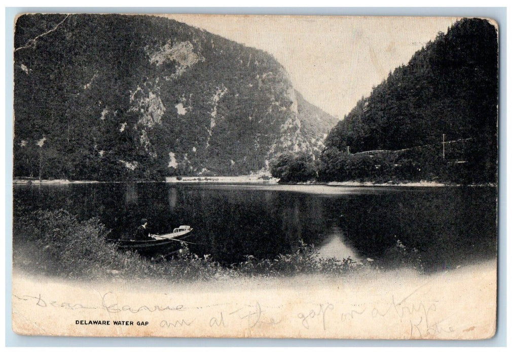 1906 Delaware Water Gap Mountain Boat Fishing Pennsylvania PA Vintage Postcard